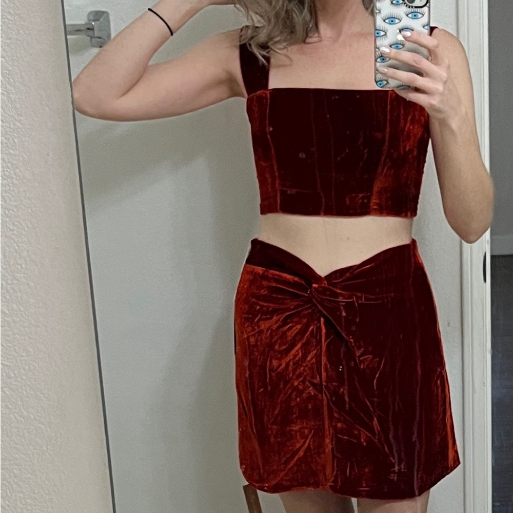 Reformation two piece velvet set